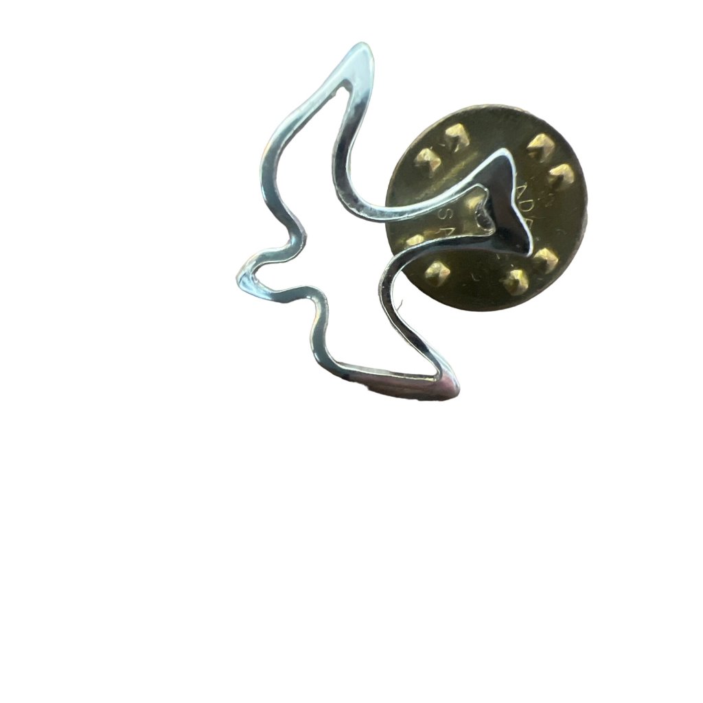 Dove Of Peace Holy Spirit Pin Silver Tone Small Discreet Usa Made Simple Elegant